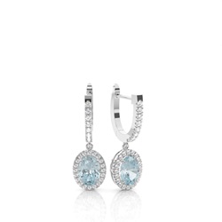 Prong Setting Aquamarine Hoop Earrings