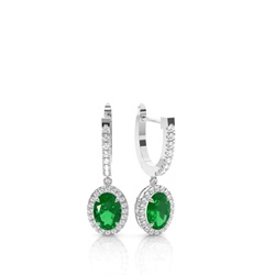 Prong Setting Emerald Hoop Earrings