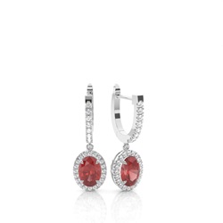 Prong Setting Garnet Hoop Earrings