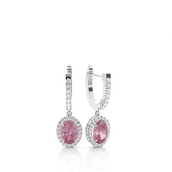 Prong Setting Pink Tourmaline Hoop Earrings