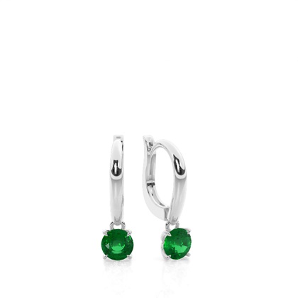 Prong Setting Emerald Hoop Earrings