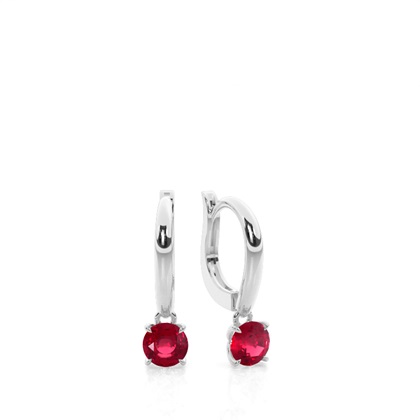 Prong Setting Ruby Hoop Earrings