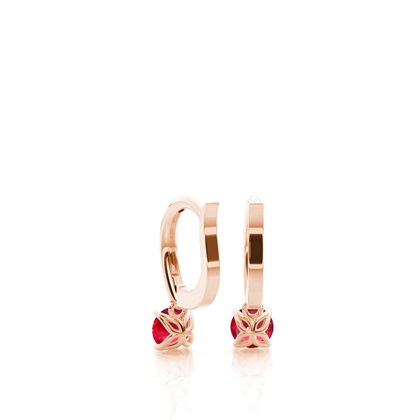 Prong Setting Ruby Hoop Earrings