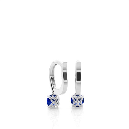 Prong Setting Blue Sapphire Hoop Earrings