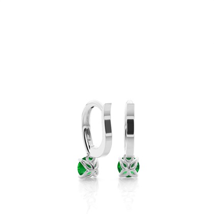 Prong Setting Emerald Hoop Earrings