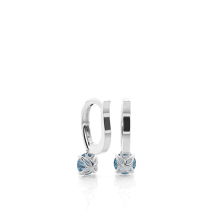 Prong Setting Blue Topaz Hoop Earrings