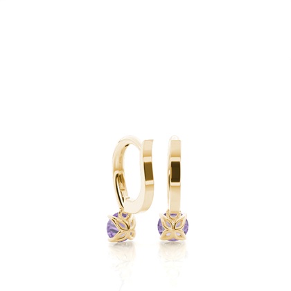 Boucles d'oreilles créoles améthyste serti griffes