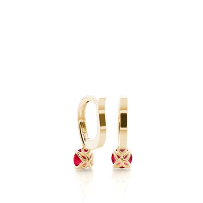 Prong Setting Ruby Hoop Earrings