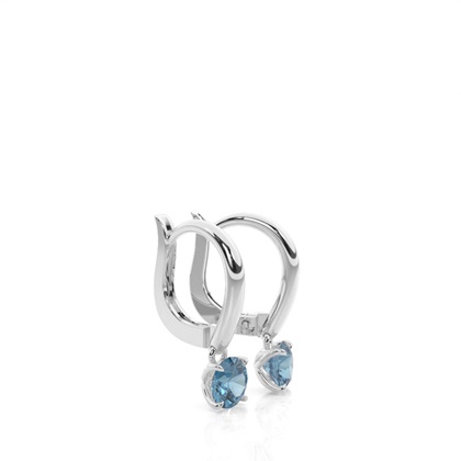 Prong Setting Blue Topaz Hoop Earrings