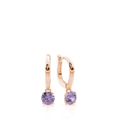 Prong Setting Amethyst Hoop Earrings