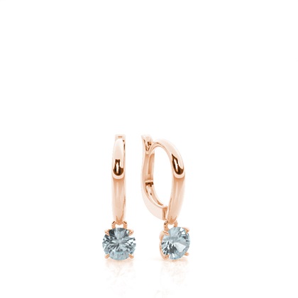 Prong Setting Aquamarine Hoop Earrings