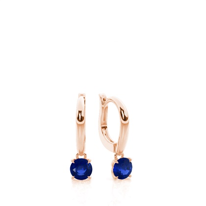 Prong Setting Blue Sapphire Hoop Earrings