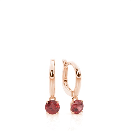 Prong Setting Garnet Hoop Earrings