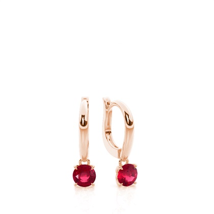 Prong Setting Ruby Hoop Earrings