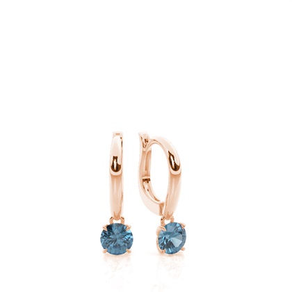 Prong Setting Blue Topaz Hoop Earrings