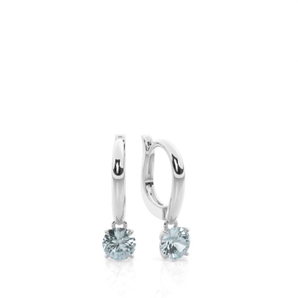 Prong Setting Aquamarine Hoop Earrings