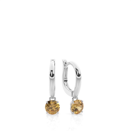Prong Setting Citrine Hoop Earrings