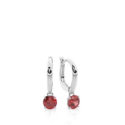 Prong Setting Garnet Hoop Earrings