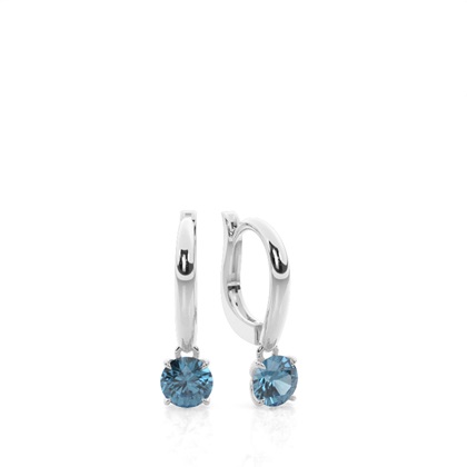 Prong Setting Blue Topaz Hoop Earrings