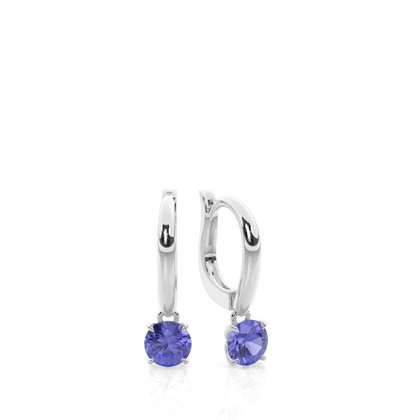 Prong Setting Tanzanite Hoop Earrings