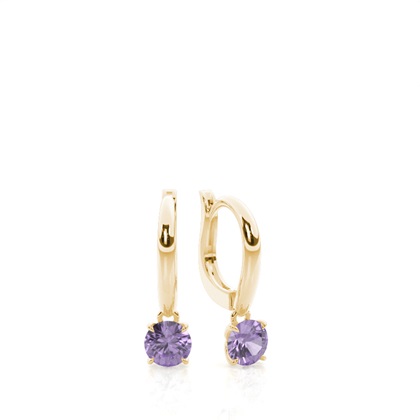 Prong Setting Amethyst Hoop Earrings