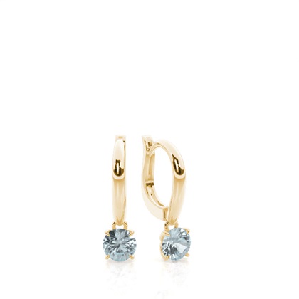 Prong Setting Aquamarine Hoop Earrings
