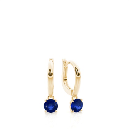 Prong Setting Blue Sapphire Hoop Earrings