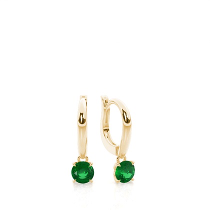 Prong Setting Emerald Hoop Earrings