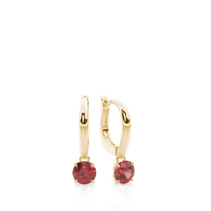 Prong Setting Garnet Hoop Earrings
