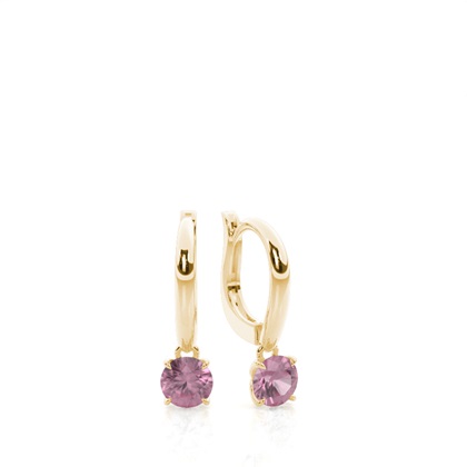 Prong Setting Pink Tourmaline Hoop Earrings