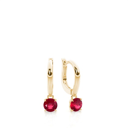 Prong Setting Ruby Hoop Earrings