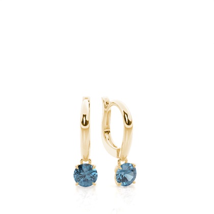 Prong Setting Blue Topaz Hoop Earrings