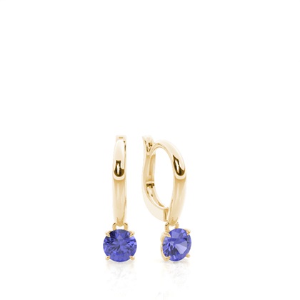 Prong Setting Tanzanite Hoop Earrings