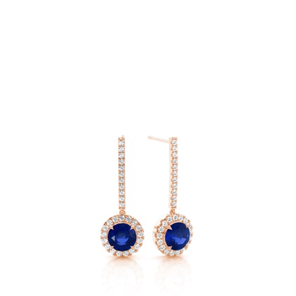 Rose Gold Sapphire Diamond Earrings Diamond