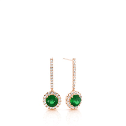 Rose Gold Emerald Diamond Earrings Diamond