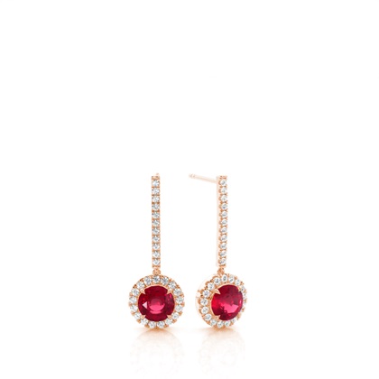 Rose Gold Ruby Earrings Diamond