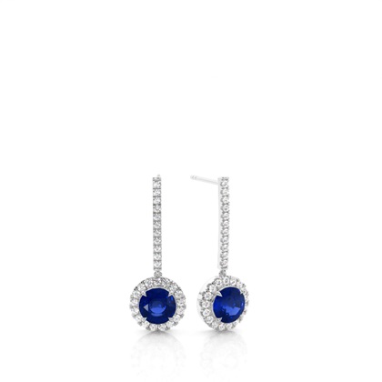Prong Setting Blue Sapphire Drop Earrings