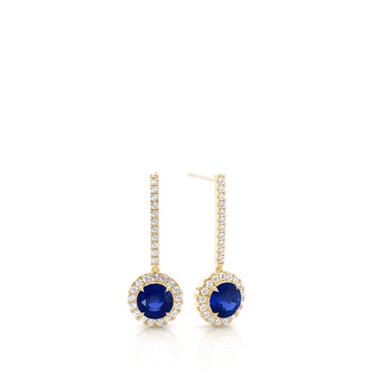 Yellow Gold Sapphire Diamond Earrings Diamond