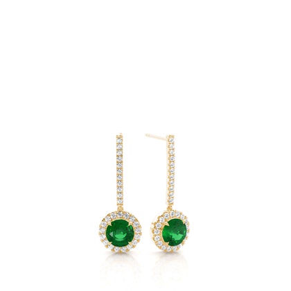 Yellow Gold Emerald Earrings Diamond