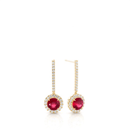 Yellow Gold Ruby Earrings Diamond