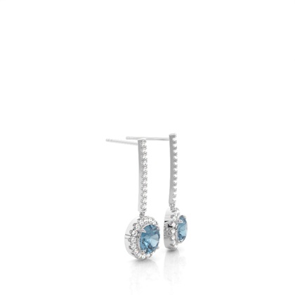 Prong Setting Blue Topaz Drop Earrings