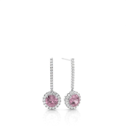 Prong Setting Pink Tourmaline Drop Earrings