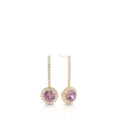 Prong Setting Pink Tourmaline Drop Earrings