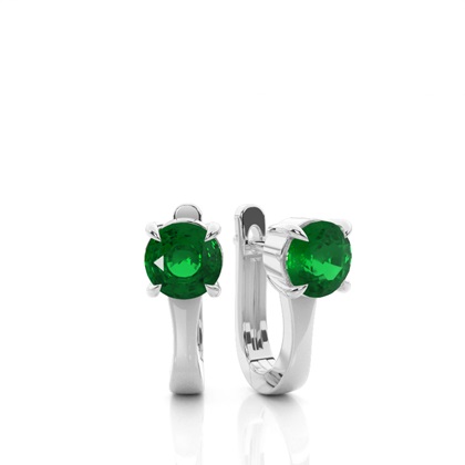 Prong Setting Emerald Hoop Earrings