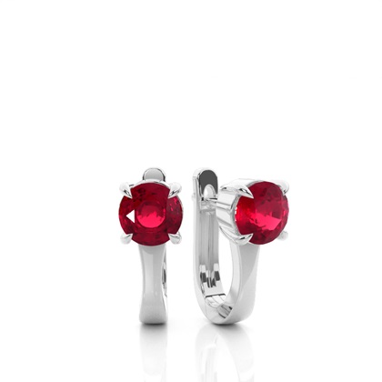 Prong Setting Ruby Hoop Earrings