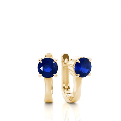 Yellow Gold Sapphire Diamond Earrings Diamond