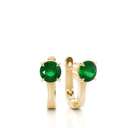 Yellow Gold Emerald Earrings Diamond