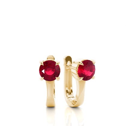 Yellow Gold Ruby Earrings Diamond