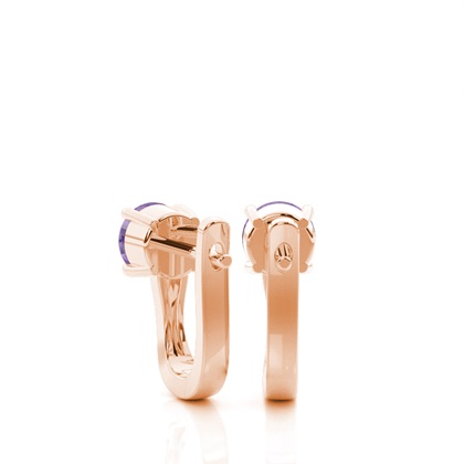 Prong Setting Amethyst Hoop Earrings