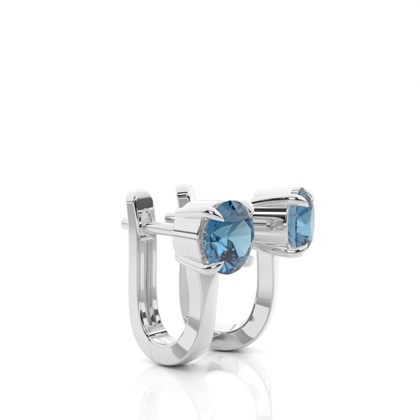Prong Setting Blue Topaz Hoop Earrings